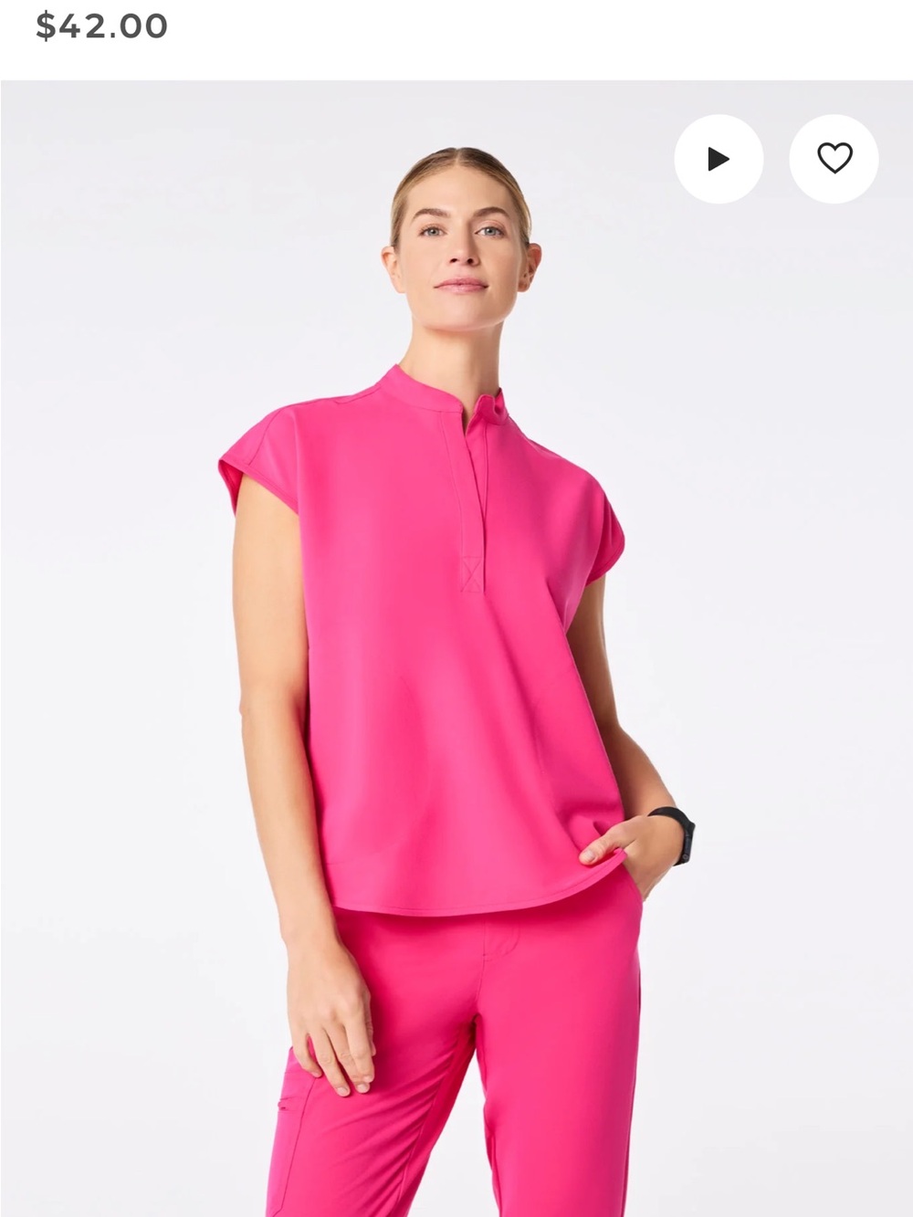 FIGS Women's Scrub Top in Fuchsia Pink